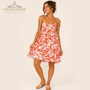 Billabong Tropical Coral White Sundress XS Flowy Beach Vacation Dress